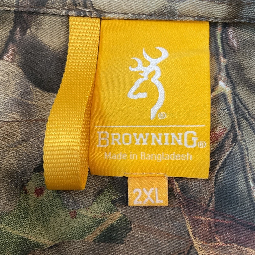 Browning Camouflage Shirt Mens 2XL Long Sleeve Button Down Mossy Oak Break Up - Picture 9 of 12
